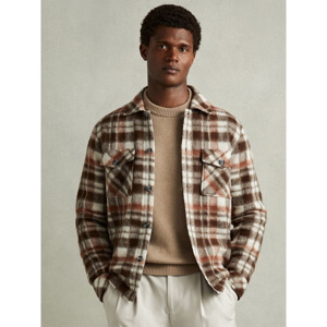 REISS WADE Patch Pocket Checked Overshirt